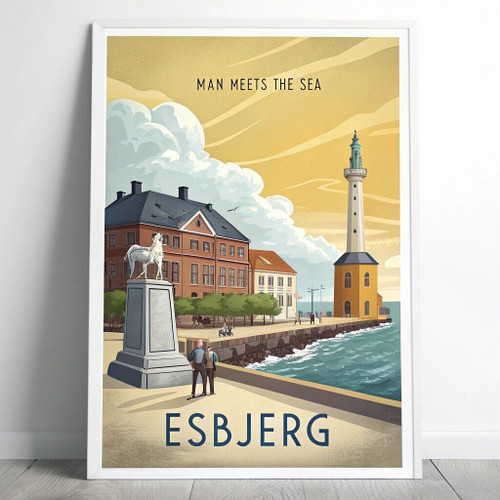 Esbjerg Denmark Wall Art - Vibrant Waterfront Cityscape Travel Poster Poster Can