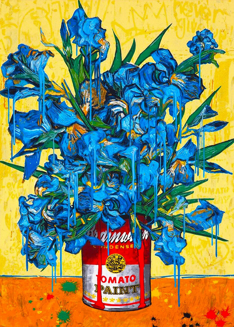 Mr Brainwash Drip Flowers poster (not photo or canvas). size 22+4 / 30+4. The measurements (inches) being the size of the picture + a 2 inch cream board. Like the original print.
