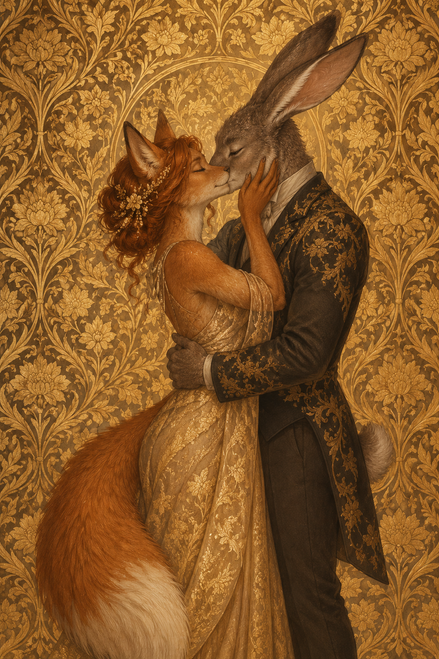 Fox Girl and Hare Man in Golden Pattern
