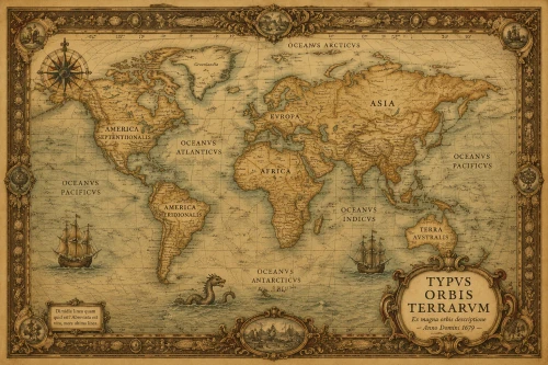 2. World Map Vintage Poster Antique Old World Style Wall Art Large Print