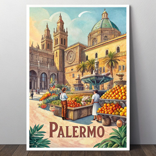 Captivating Palermo Sicily Travel Poster - Baroque Architecture Art Print Poster