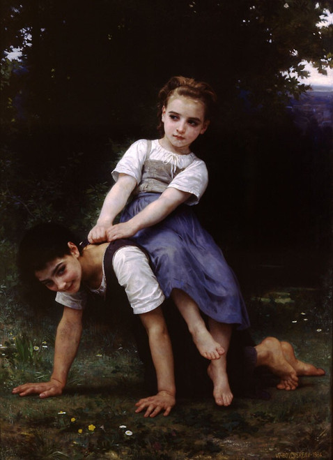 William-Adolphe-Bouguereau-La-bourrique-oil-on-canvas Poster Canvas Movie Film P