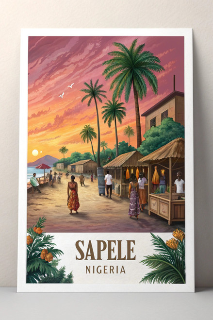 Vibrant Sapele Nigeria Travel Poster - Authentic African Cityscape Art Print Pos