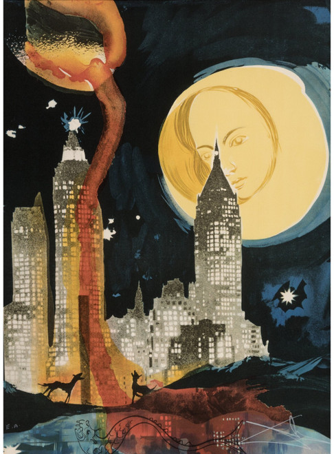Salvador Dali (1904-1989). Manhattan Skyline, 1976 Poster Canvas Movie Film Prin