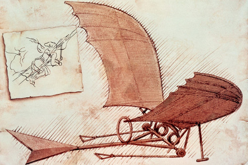 Flying Machine, Leonardo da Vinci, 1490 Poster Canvas Movie Film Print A0 A1 A2