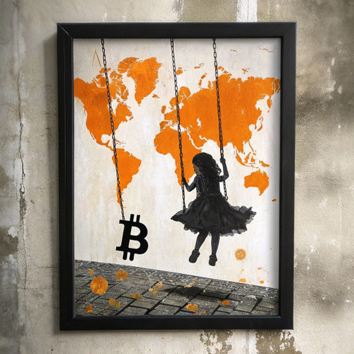 Girl On Swing Crypto Bitcoin World Wall Print Poster Picture Bitcoin Print Art (