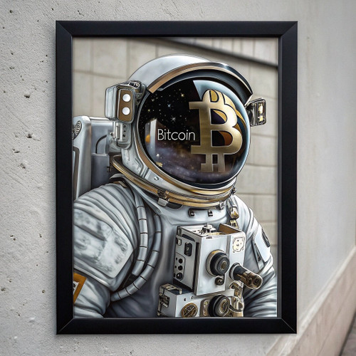 Bitcoin Astronaut Spacesuit Wall Print Bitcoin Crypto Art Poster Picture Print (