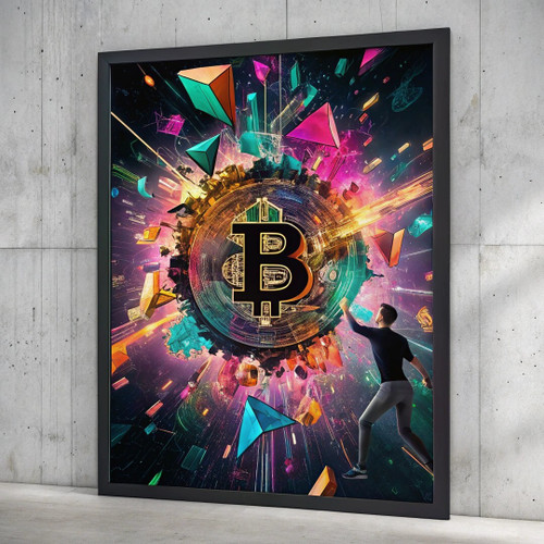 Bitcoin Poster Cryptocurrency Wall Art Gold Bitcoin Print Original Crypto Art (1