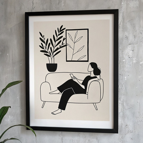 Minimalist Black Line Art Print Modern Abstract Wall Art For Lounge Simple Art P
