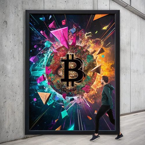 Bitcoin Poster Cryptocurrency Wall Art Gold Bitcoin Print Original Crypto Art (2