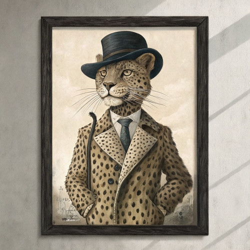 Vintage Leopard Animal Wall Art Print Poster Art Print Vintage Leopard Picture P