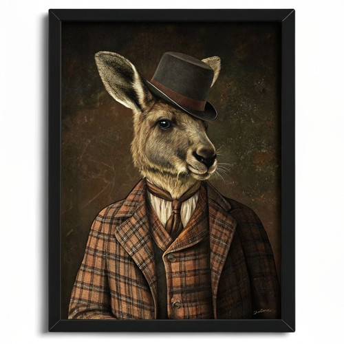 Peaky Blinders Kangaroo Quirky Animal Wall Print Kangaroo Poster Art Painting (2