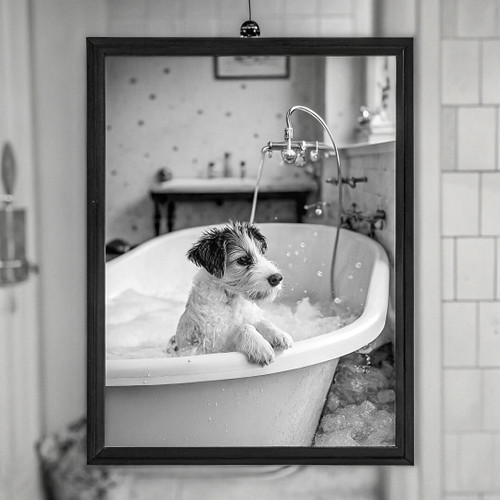 Black White Puppy Art Print Vintage Puppy Portrait Animal Wall Art Dog Poster Po