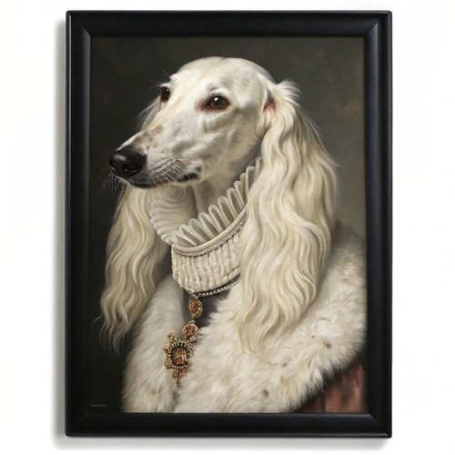 Regal Saluki Dog Portrait Aristocratic Saluki Lady Art Print Gift For Dog Lover