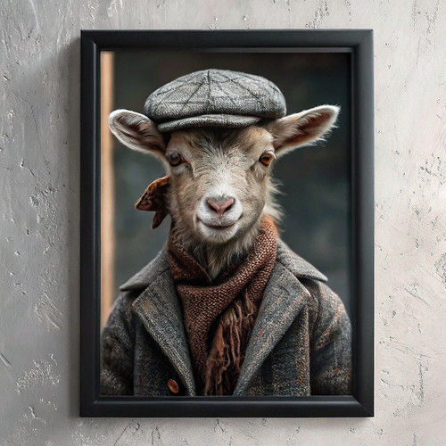 Farmer Goat Art Print Vintage Animal Wall Art Goat Farmer Picture Goat Poster (2