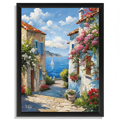 Beautiful Town Sea View Wall Art Print Sea Town View Poster Picture Wall Print (