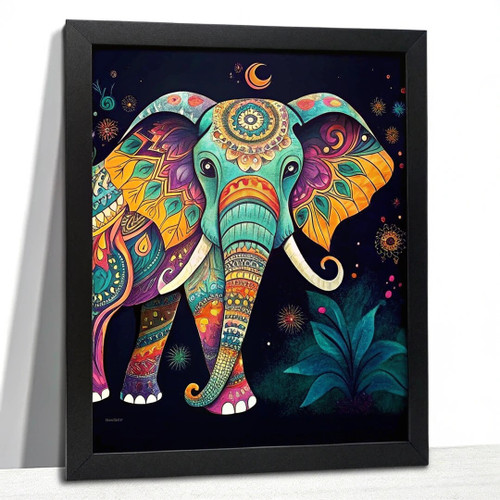 Colourful Elephant Wall Art Indian Elephant Painting Elephant Poster Print Art (