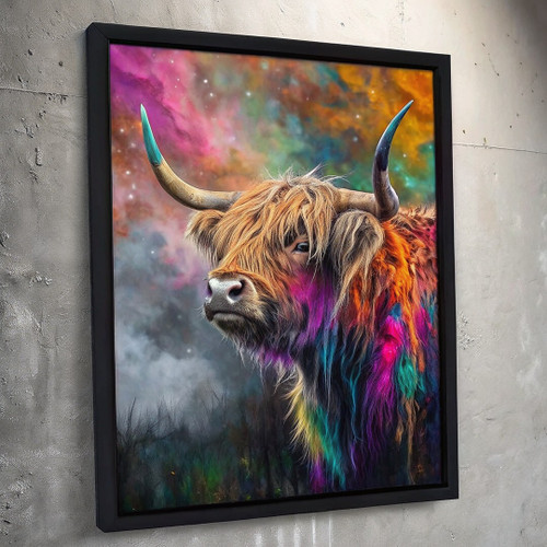HIGHLAND COW MULTI COLOUR DUST HOME DECOR ANIMAL COW WALL ARTWORK PICTURE PRINT