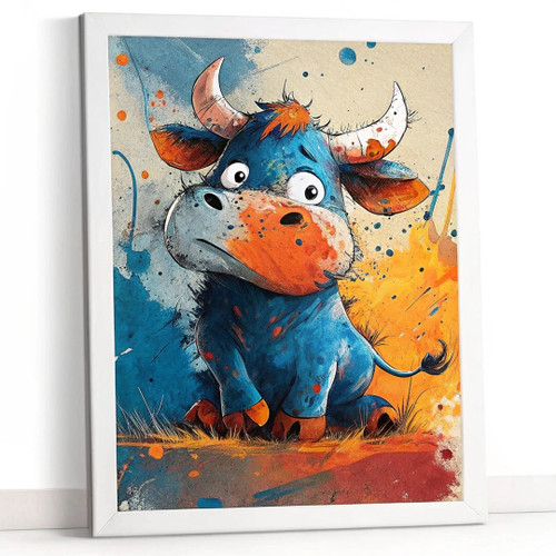 Colourful Cow Art Print Nursery Wall Art Framed Print Cow Print Animal Art Gift