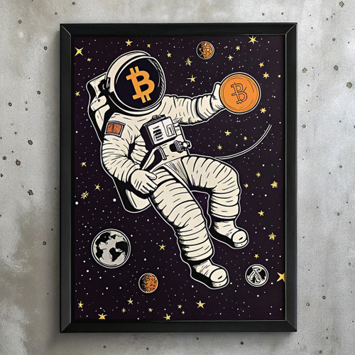 Astronaut Crypto Bitcoin Print Poster Picture Astronaut Artwork Print Space Art