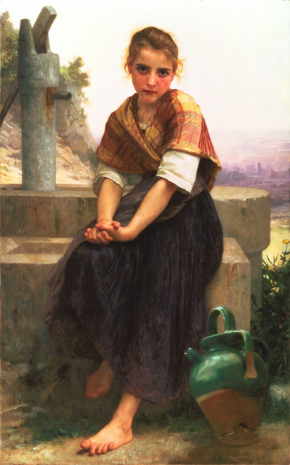 William Adolphe Bouguereau - The Broken Pitcher 1891 Poster Canvas Movie Film Pr
