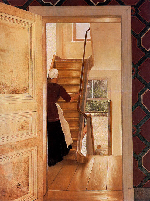 Mesdag Hendrik Willem Interior With Staircase Poster Canvas Movie Film Print A0