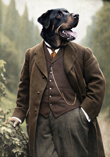 Steampunk Rottweiler – Dapper Dog in Victorian Suit Wall Art