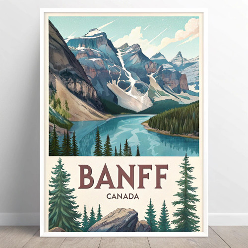 Majestic Banff Canada Travel Poster - Rocky Mountain Wilderness Art Print Poster