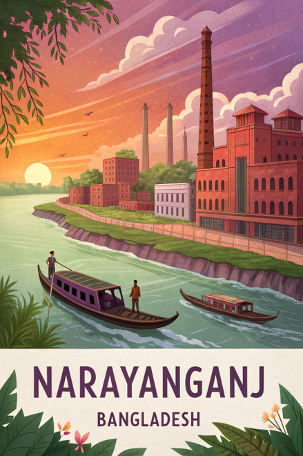 Exotic Narayanganj Bangladesh Travel Poster - Scenic Riverside City Art Print Po Exotic Narayanganj Bangladesh Travel Poster - Scenic Riverside City Art Print Po