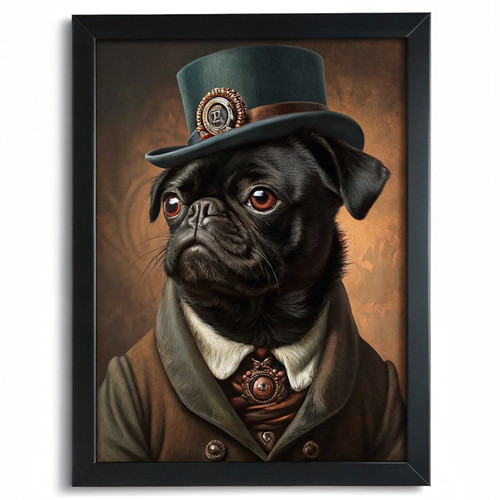 Black Pug Wall Art Print Victorian Gentleman Portrait Dog Poster Art Pug Gift (7