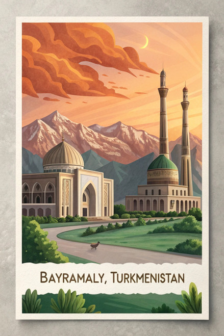 Exotic Bayramaly, Turkmenistan - Vibrant Travel Poster Art Print Poster Movie Fi