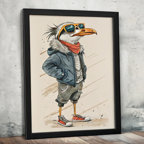 Cool Seagull Illustration Wall Art Print Animal Seagull Poster Picture Print Art