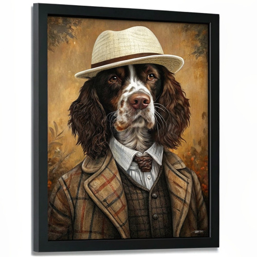 Springer Spaniel Wall Art Retro Dog In A Suit Print Poster Art Funny Dog Gift (3