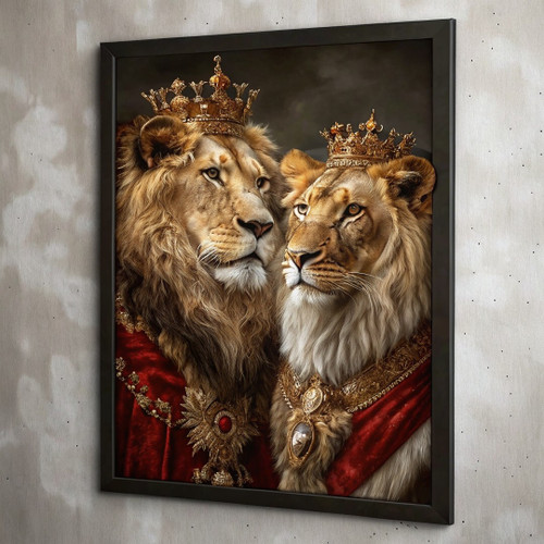 King & Queen Lion & Lioness Wall Print Vintage Poster Animal Wall Art Lion Print King & Queen Lion & Lioness Wall Print Vintage Poster Animal Wall Art Lion Print