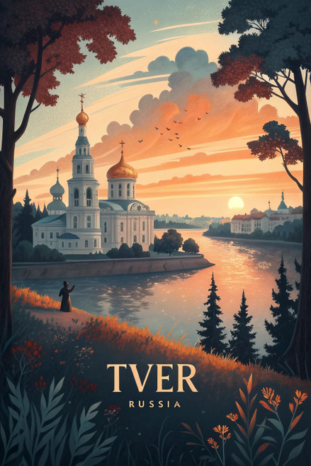 Magnificent Tver Russia Travel Poster - Historic Cityscape Art Print Poster Movi