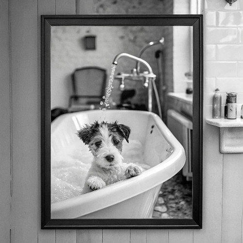 Black White Puppy Art Print Vintage Puppy Portrait Animal Wall Art Dog Poster (3