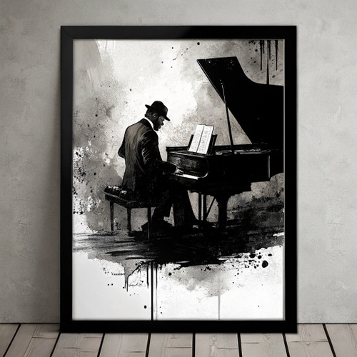 Abstract Piano Man Wall Art Print Instrument Poster Piano Man Music Art Picture