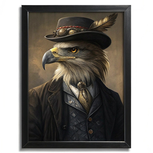 Eagle In A Suit Poster Art Vintage Animal Wall Art Eagle Artwork Bird Art Print