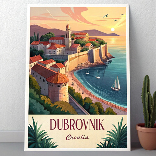Captivating Dubrovnik Croatia Travel Poster - Coastal Paradise Art Print Poster Captivating Dubrovnik Croatia Travel Poster - Coastal Paradise Art Print Poster