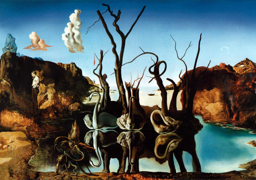 Salvador Dali - Swans Reflecting Elephants Poster Canvas Movie Film Print A0 A1