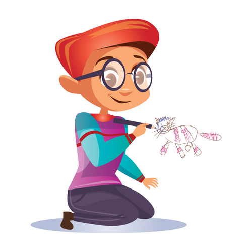 The child is sitting and drawing-01 Poster Canvas Movie Film Print A0 A1 A2 A3 A