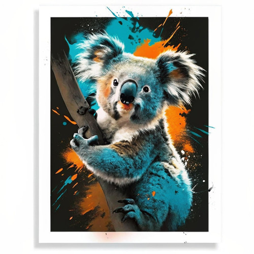 Koala Colourful Art Print Nursery Wall Art Framed Koala Animal Koala Print (3) P