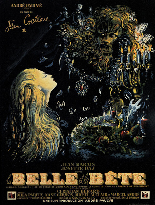 The Beauty And The Beast- French 1946 Poster Canvas Movie Film Print A0 A1 A2 A3