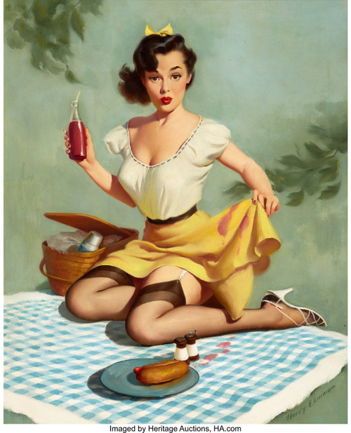 HARRY EKMAN (American, 1923-1999). Mishap at the Picnic Poster Canvas Movie Film