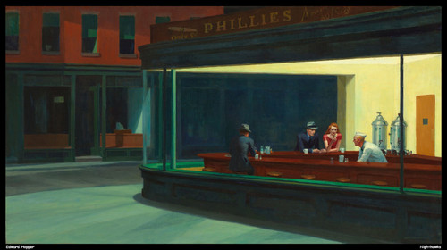 edward-hopper---nighthawks_16350895172_o(1) Poster Canvas Print Art Painting Dec