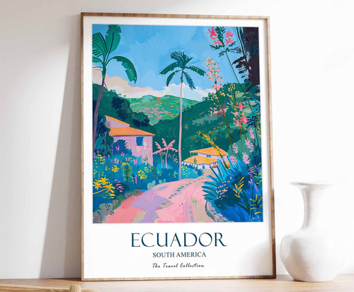 6_Ecuador Travel Poster, Ecuador Print, South America Travel Art, Floral Poster,