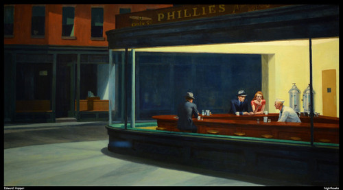 edward-hopper---nighthawks--jpb_17322415778_o(1) Poster Canvas Print Art Paintin