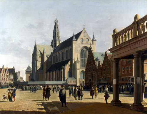 BERCKHEYDE, Gerrit Adriaensz - The Market Place and the Grote Kerk at Haarlem Po
