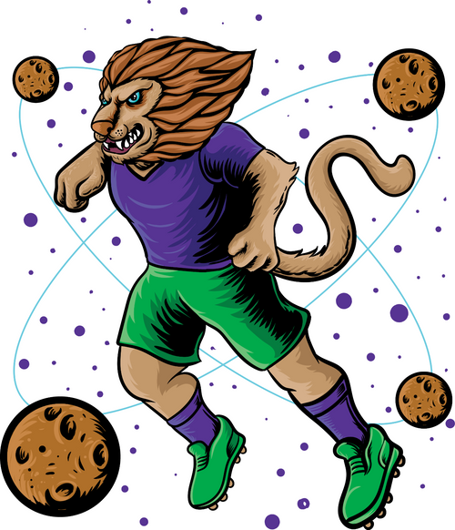 221. Space lion soccer Fun Gift Poster Canvas Print A0 A1 A2 A3 A4 A5 A6 Art Wal