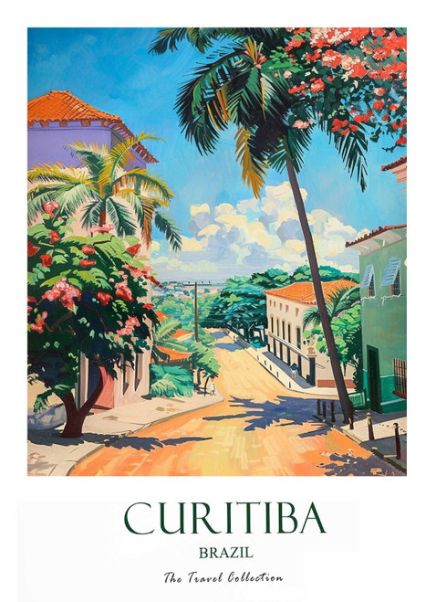 11_Curitiba Print, Curitiba Travel Poster, Brazil Travel Print, Tropical Decor,